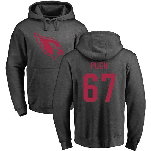 Arizona Cardinals Men Ash Justin Pugh One Color NFL Football #67 Pullover Hoodie Sweatshirts